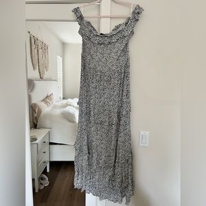 White & black off the shoulder dress